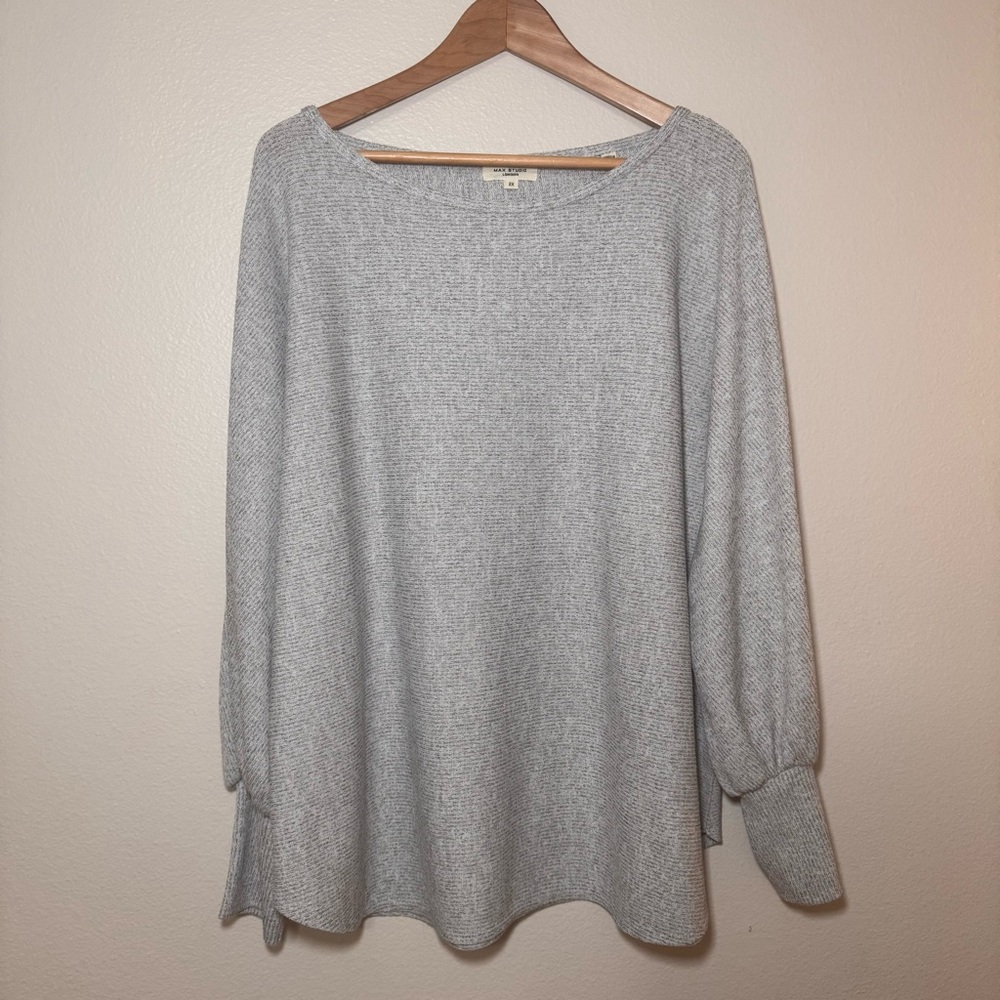 Max Studio Gray Balloon Sleeve Sweater 2X Soft Knit